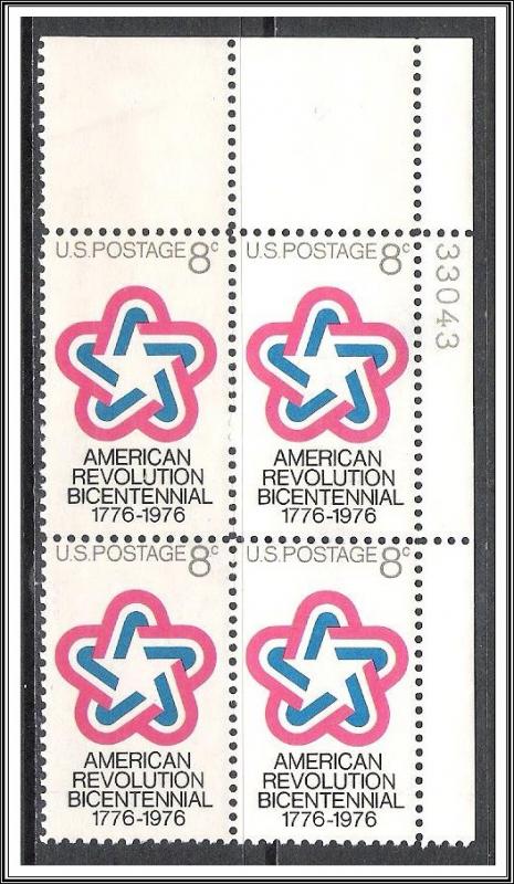 US Plate Block #1432 American Revolution MNH