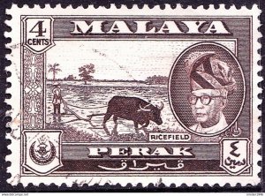 MALAYA PERAK 1957 4c Sepia SG152 FU