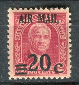 CANAL ZONE; 1929 early AIR MAIL surcharged issue 20c. Mint hinged value