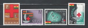 Ghana 1963 Centenary of Founding of International Red Cross Scott # 139 - 142 MH