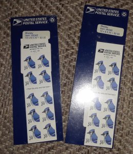 TWO (2) Booklets of 10 = 20 of BLUE JAY Bird 20¢ US Postage Stamps USA Sc # 2483