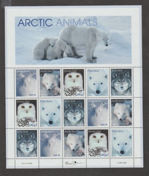 U.S. Scott #3288-3292 Arctic Animals Stamps - Mint NH Sheet