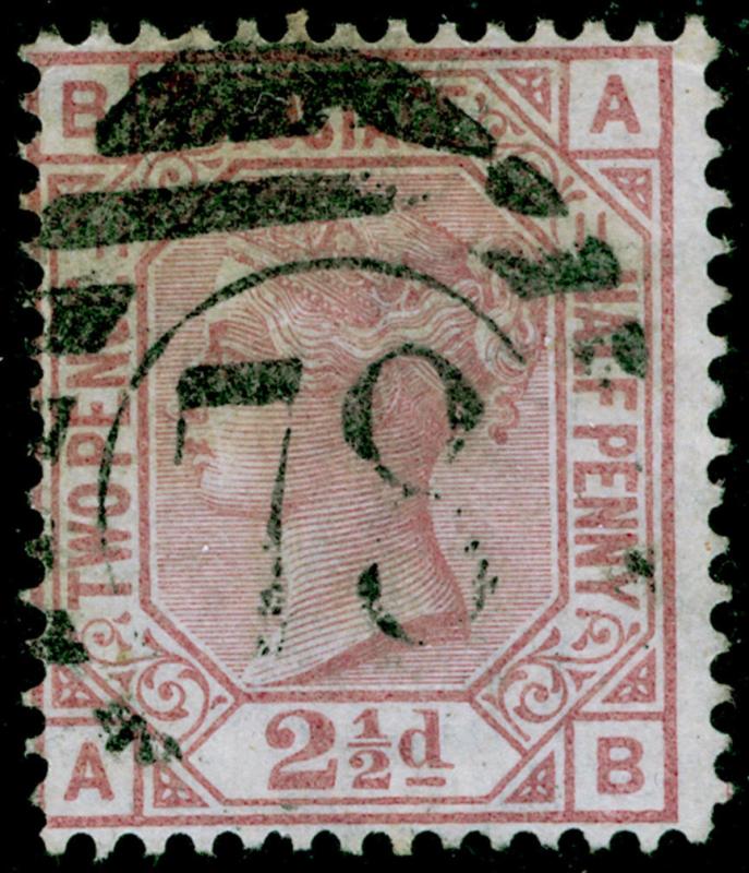 SG141, 2½d rosy mauve PLATE 11, USED. Cat £80. AB