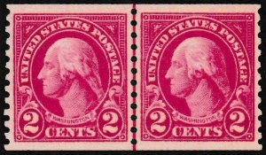 U.S. Scott # 599 Line Pair, 1923, 2¢, PSE Cert., XF 90J, Mint, OGnh