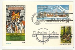 COLLINS HANDPAINTED UX119 TIMBERLINE LODGE MOUNT HOOD OREGON DOGS YOUNG MASCOTS