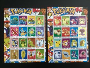 East Timor Pokémon Creatures #1-150+10 others on 10 sheets of 16 2001 full set