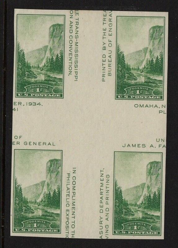 1935 Sc 769 National Parks mint, cross gutter block CV $15 NGAI