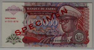 Zaire P-45 unc. banknote/ Specimen/ no.1676