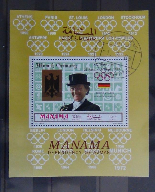 Manama 1972 Olympic Games Miniature Sheet VFU 