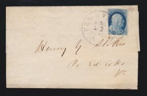 US 7 1c Franklin on cover Position 23L2 BIG Crack Fine