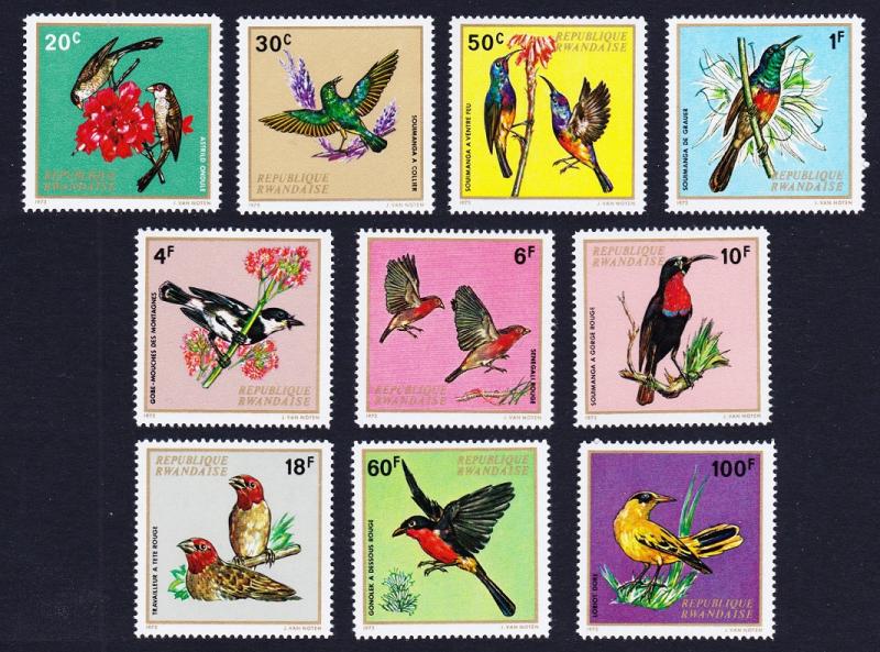 Rwanda Birds 10v issue 1972 SG#469-478 SC#457-466 CV£10+