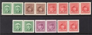 Canada 1942-48 GVI 7 Different Coil Pairs Well Centered MNH CV$120