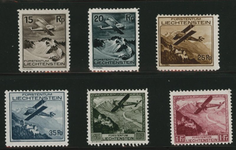 Liechtenstein Scott C1-C6 MH* 1930 Airmail set CV $175