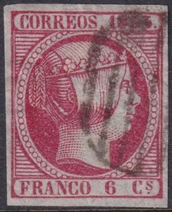 Spain 1853 Sc 19 used grill (parrilla) cancel