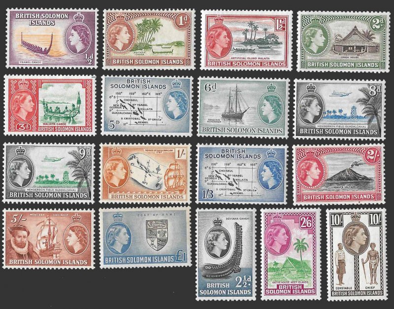 Solomon Islands SC 89-105 - Queen Elizabeth II -  MLH - 1956