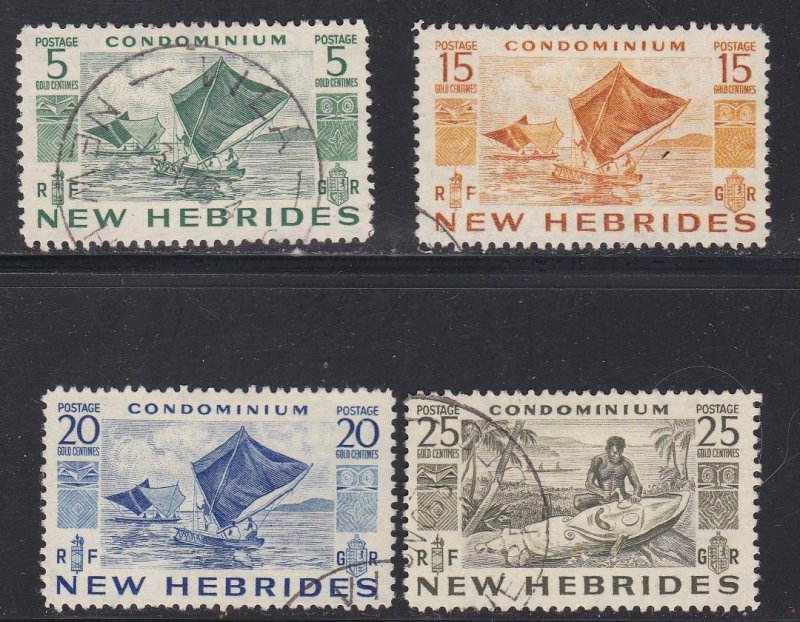 New Hebrides (British) # 66, 68-70, Outrigger Canoe, Used, 1/3 Cat.