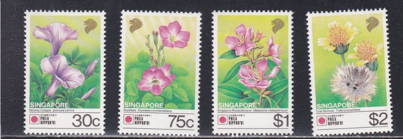 Singapore # 611-614, Flowers, Mint NH, 1/2 Cat.