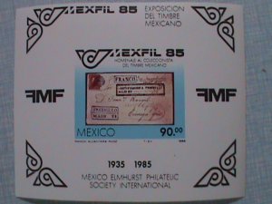 1985-MEXICO-MEXFIL'85 IMPERF: MNH SOUVENIR SHEET