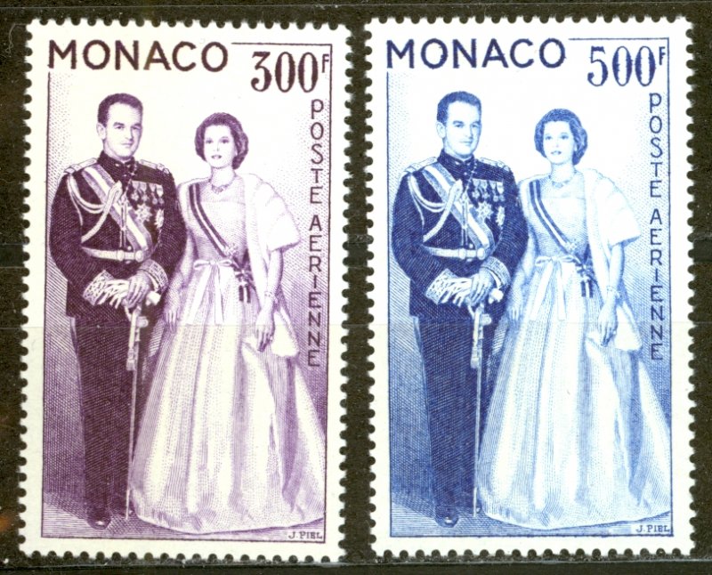 Monaco Sc# C53-C54 MNH 1959 Prince Rainier & Princess Grace Air Post