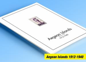 COLOR PRINTED AEGEAN ISLANDS 1912-1940 STAMP ALBUM PAGES (10 illustrated pages)