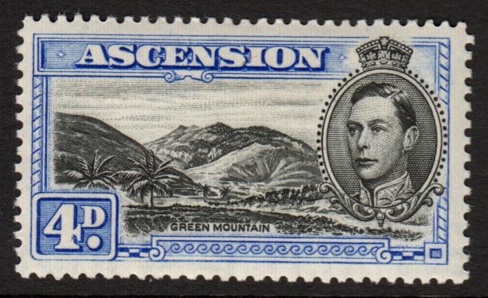 Ascension KGVI 1938 4d Black Ultramarine SG42d Mint Lightly Hinged