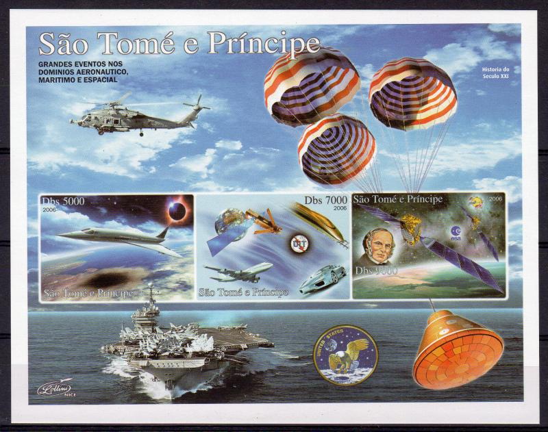 Sao Tome and Principe 2006 SPACE-CONCORDE-GALILEO-ROWLAND HILL SS IMPERF.MNH