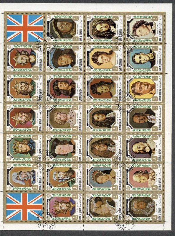 Umm al Qiwain 1972 Kings & Queens of England sheetlet (folded)CTO