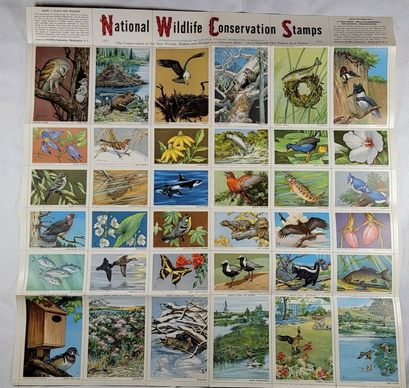 Lot of 7 National Wildlife Conservation Stamps Sheets. 1950 - 1959