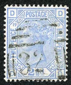 SG142 2 1/2d Blue Wmk Orb Plate 19 (Lovely Colour) Fine Used