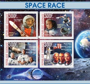 Stamps. Space. Space Race Gabon 2022 year , 1+1 sheet perforated