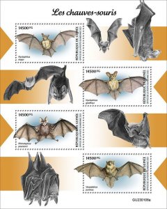 GUINEA - 2023 - Bats - Perf 4v Sheet - Mint Never Hinged