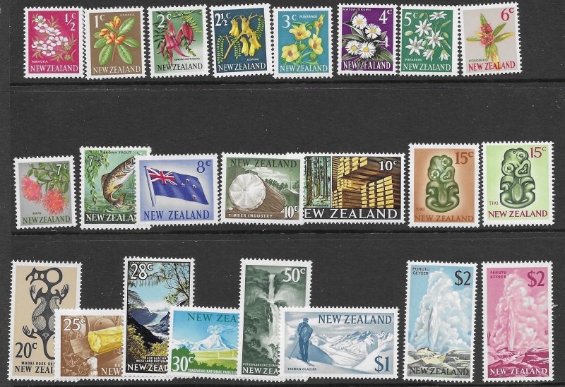 New Zealand 382-404   1967  set 23   fvf mint hinged