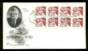 1288c BOOKLET PANE of 8  HOLMES FDC BOSTON, MA  ARTCRAFT CACHET