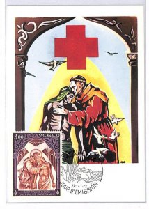 MONACO FDC MAXI CARD 1972 Red Cross 3Fr {samwells-covers}PH35