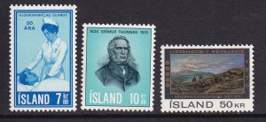 Iceland   #422-424   MNH  1970  Nurse , Thomson ,  arts festival