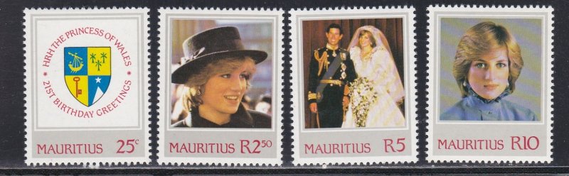 Mauritius # 548-551, Princess Diana's 21st Birthday NH, 1/2 Cat.