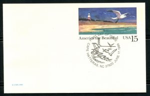 UX132 US 15c Seashore PC, FDC
