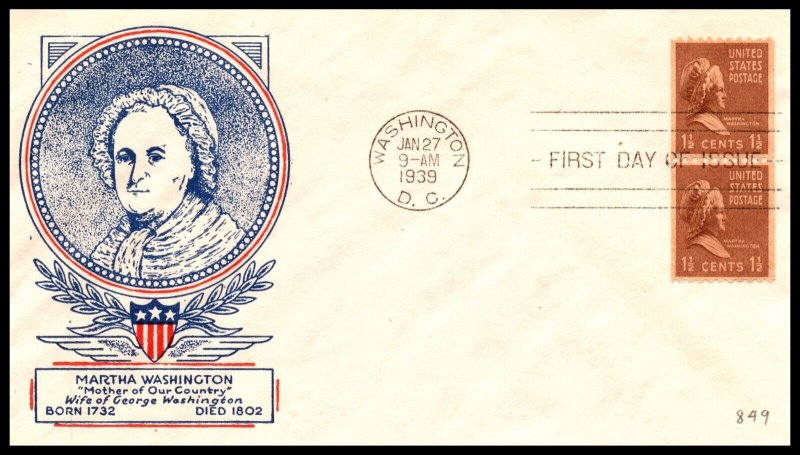 Scott 849 1.5 Cents M Washington WSE Clifford FDC Unaddressed Planty 849-58