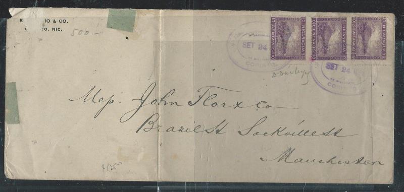 NICARAGUA (P1910B)  1903 LETTER 10CX3 CORINTO TO MANCHESTER ENGLAND