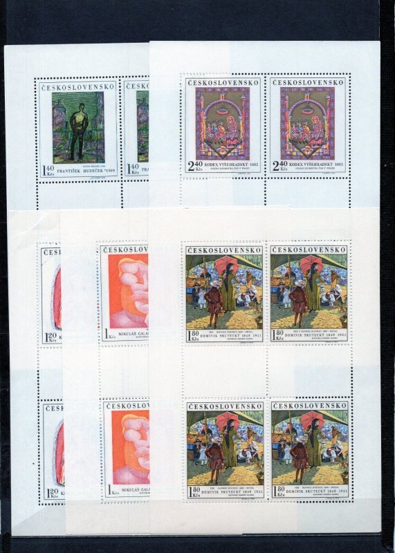 CZECHOSLOVAKIA 1970 PAINTINGS SET OF 5 SHEETS OF 4 STAMPS MNH