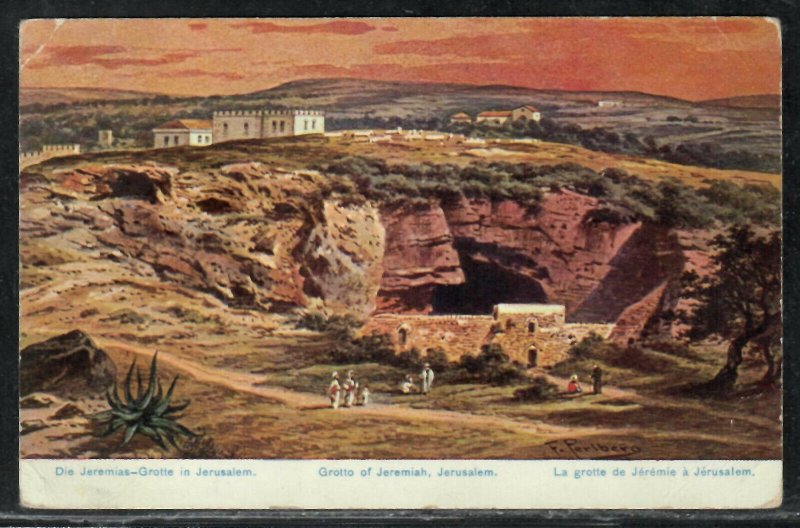 Jerusalem 1909 - Germany Levant postcard send to Erfurt 10Centimes red