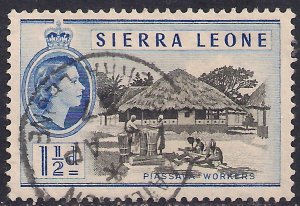 Sierra Leone 1956 - 61 QE2 1 1/2d Black & Blue used SG 212 ( G1356 )
