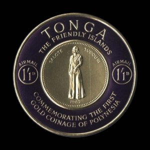 Tonga 1963 (Trial) 1s1d Gold Coinage Commemoration, violet border ✔️