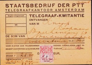 Netherlands Dutch Amsterdam Telegram & Stamp 194x