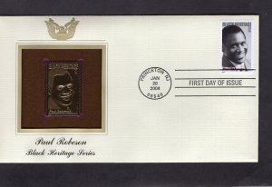 3834 Paul Robeson, FDC PCS gold replica