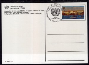 UN Geneva UX8 Postal Card U/A FDC VF