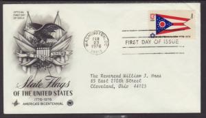 US Ohio State Flag 1976 PCS Typed FDC BIN
