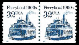 PCBstamps  US #2466 Coil Pair 64c(2x32c)Ferryboat, coil, MNH, (4)