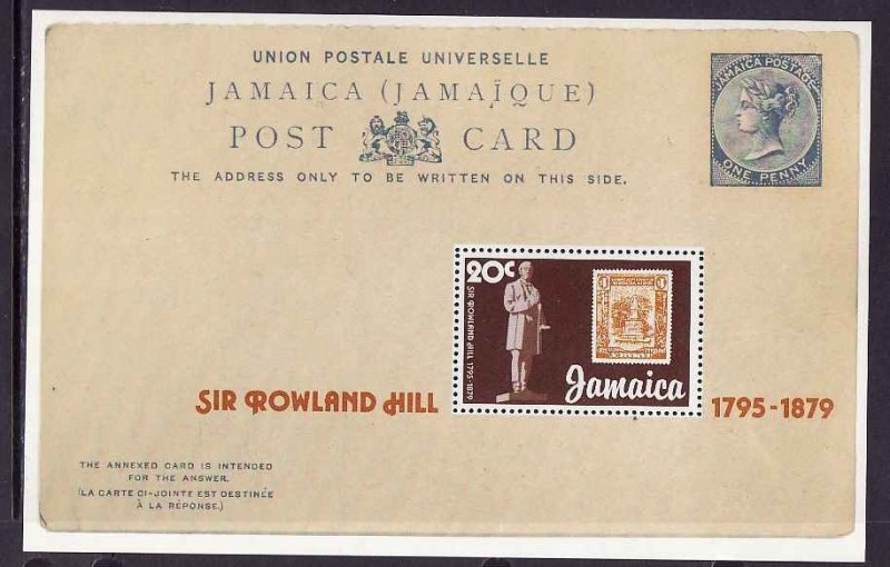 Jamaica-Sc#458a-unused NH sheet-Rowland Hill-Stamp on Stamp-