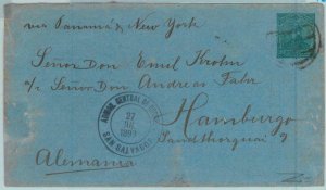 BK0344 - EL SALVADOR - POSTAL HISTORY -  STATIONERY COVER to GERMANY 1893